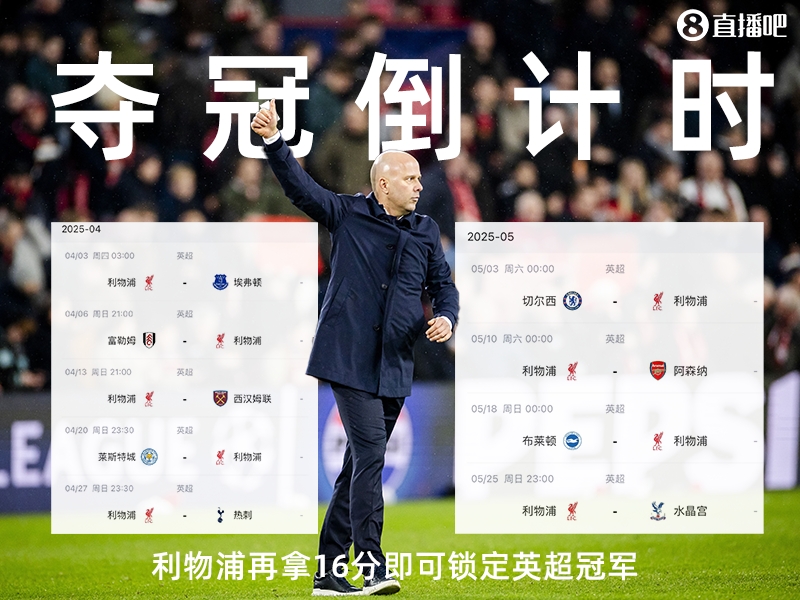 奪冠倒計時？槍手三場不勝落后榜首15分，利物浦再拿16分即可奪冠